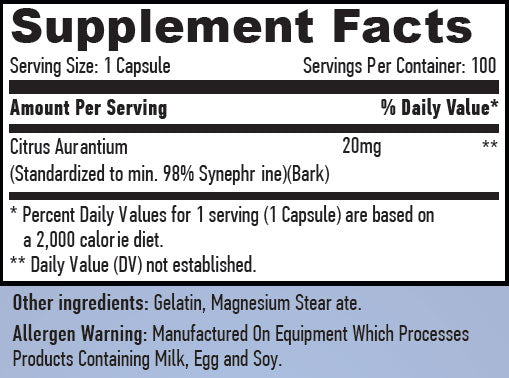 HAYA LABS Synephrine 20 mg | Синефрин 100 капсули