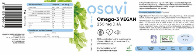 Osavi Омега-3 Веган Формула | 250 mg DHA