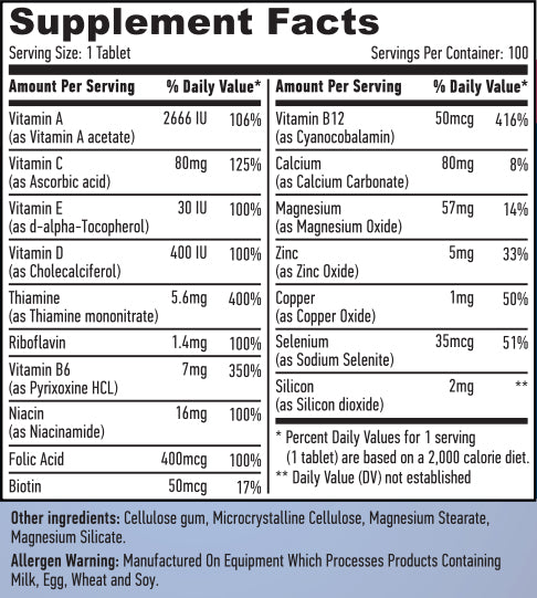 HAYA LABS Basic Adult Multivitamin | Мултивитамини комплекс - 100 таблетки