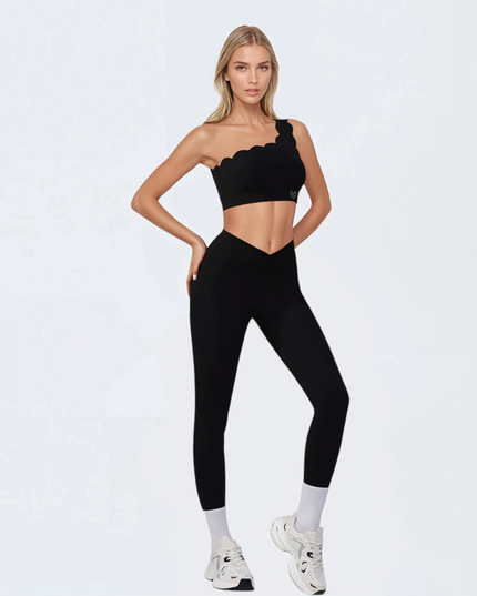 Клин Wave с V-образна Талия - Черен