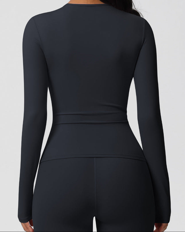 Спортна блуза по тялото с дълъг ръкав - Черен
