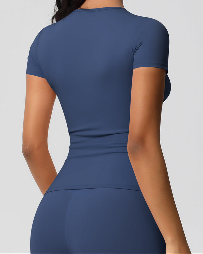 Класическа спортна тениска по тялото - Син