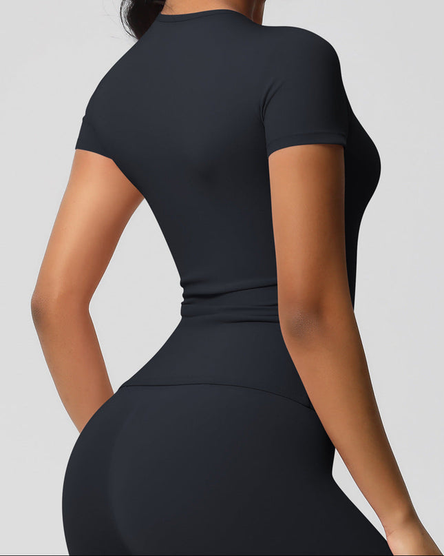 Класическа спортна тениска по тялото - Черен