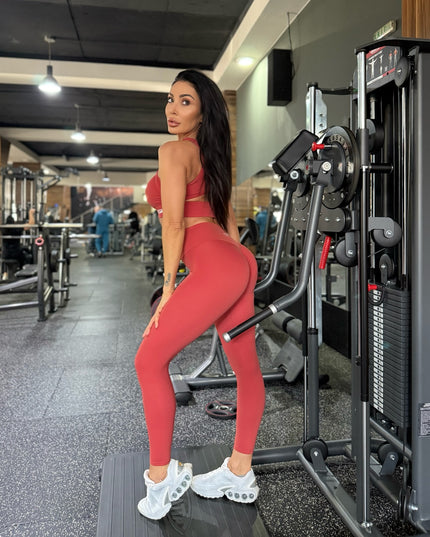 Клин с Повдигащ Ефект и Висока Талия - Scrunch Bum - Червен - Керемиден