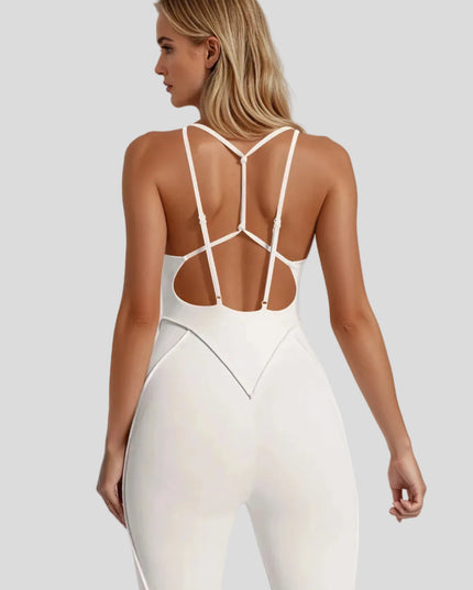 Безшевен Гащеризон Богиня с Кръстосани Презрамки - Бял (екрю)