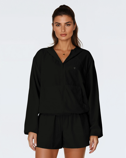 Шушлеково горнище с качулка - Черен