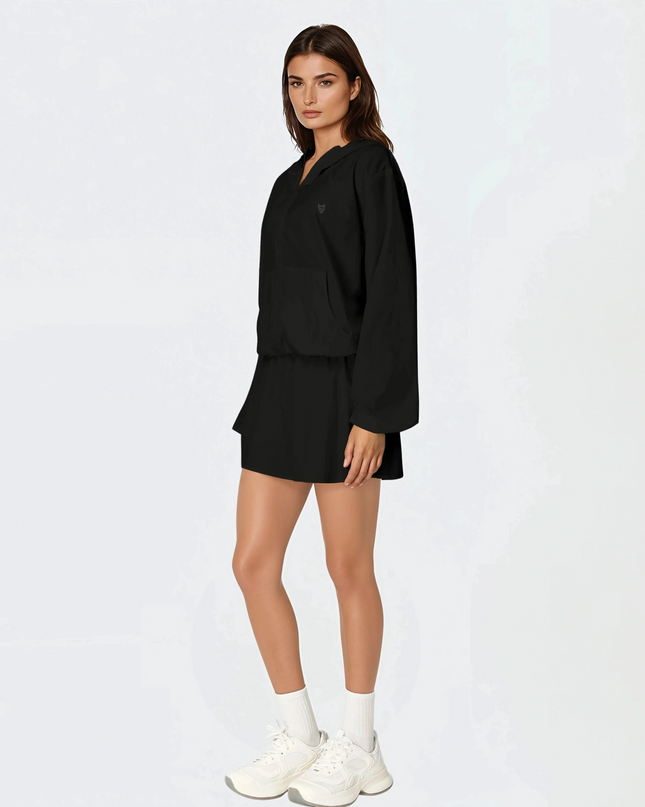 Шушлеково горнище с качулка - Черен