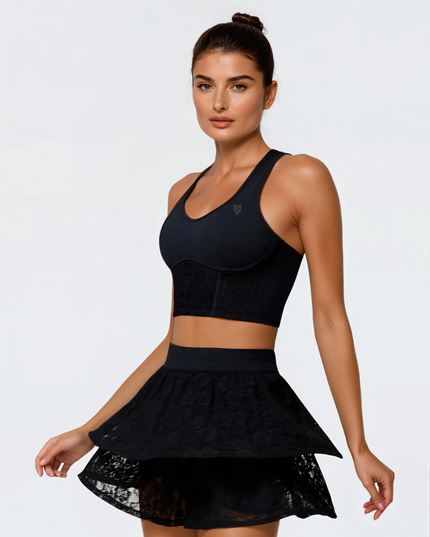 Бюстие с дантелен елемент - Черен