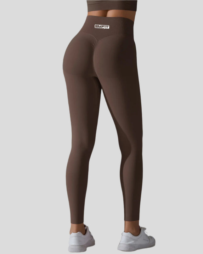 Тренировъчен Клин с Висока Талия - Scrunch Bum - Тъмно Кафяв - XS / S / L
