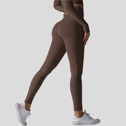 Тренировъчен Клин с Висока Талия - Scrunch Bum - Тъмно Кафяв