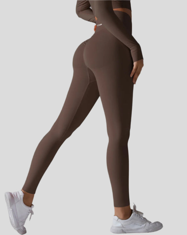 Тренировъчен Клин с Висока Талия - Scrunch Bum - Тъмно Кафяв - XS / S / L