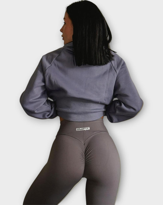 Клин с Повдигащ Ефект и Висока Талия - Scrunch Bum - Сив