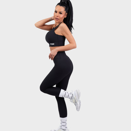 Рипсено Бюстие - Бързосъхнещо, с подплънки - Черен | Премиум серия SMFit