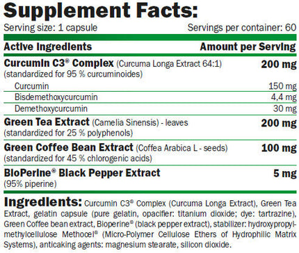 AMIX Куркумин и Биоперин 60 капсули | Куркума + Екстракт от Зелен Чай.