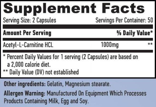 HAYA LABS Ацетил Л-карнитин 1000мг / Стимулира изгарянето на мазнините.