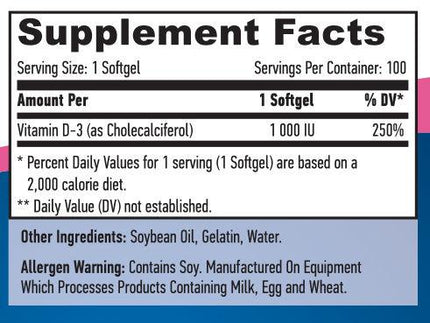 HAYA Витамин D3 5000 или 1000 IU 100 капсули | Витамин D3 - 5000 или 1000 единици.