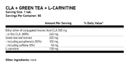 OSTROVIT - КЛА + Зелен чай + Л-карнитин - 90 капсули (CLA, Green Tea, L-Carnitine)