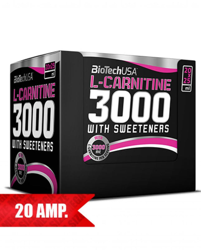 BIOTECH USA L-Carnitine 3000 | Течен Л-карнитин 20 Ампули - Висока концентрация за Изгаряне на Мазнини.