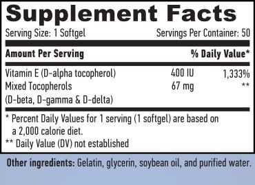 HAYA LABS Vitamin E 400 IU 60 капсули | Витамин Е.